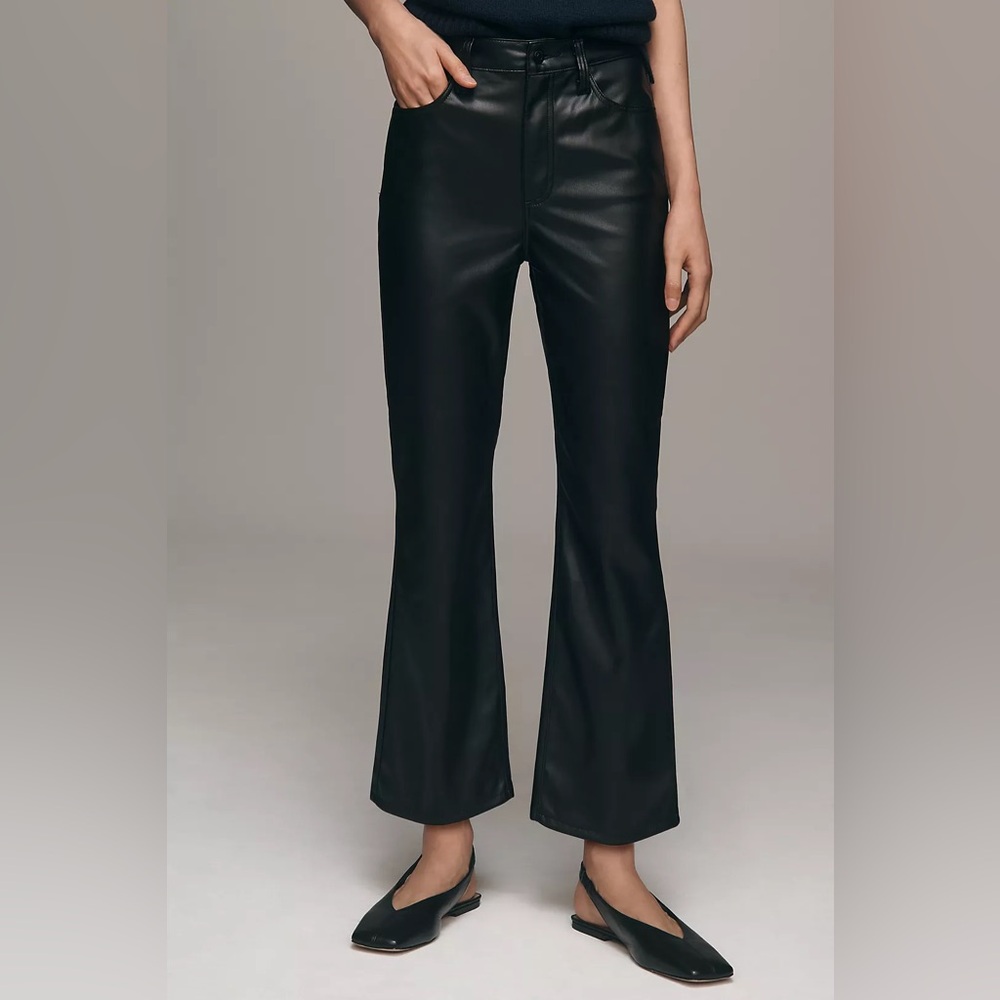 PISTOLA Black Slate Faux Leather Lennon High Rise Cropped Boot Pants